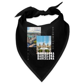 Barcelona Spanien Stadt Skyline Urlaub Sommer - Bandana - Schwarz - Vorne