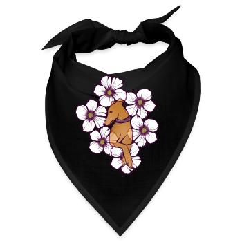 Windhund Floral - Bandana - Schwarz - Vorne