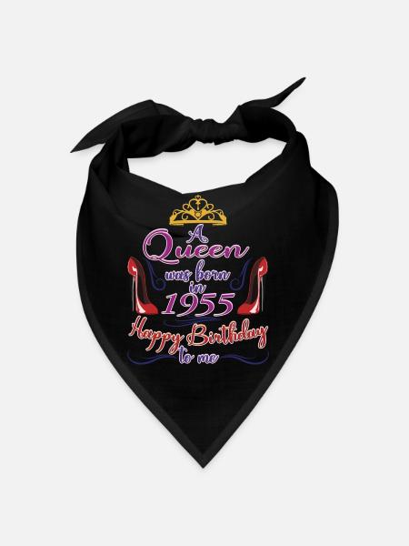 A Queen Was Born In 1955 - 67 Years Old Birthday - Bandana - black - Front