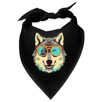 Grauer Wolf im Retro-Sonnenbrillenrahmen Wolves Graphic - Bandana - Schwarz - Vorne