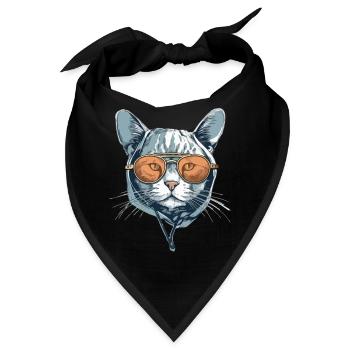 Die Katze mit Brille - Bandana - Schwarz - Vorne