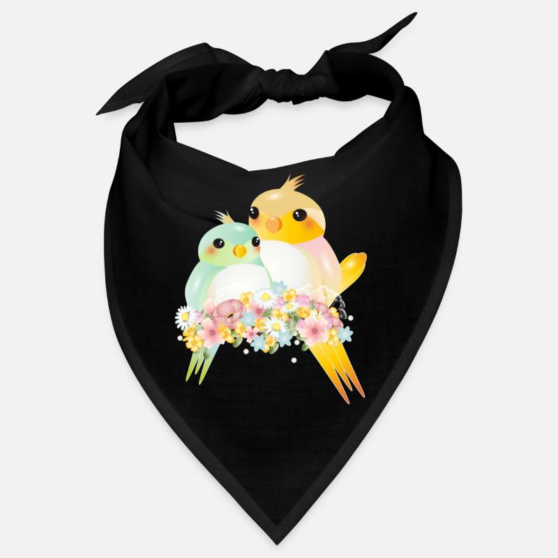 Deux canaris arrondis dans une splendeur de fleurs Bandana