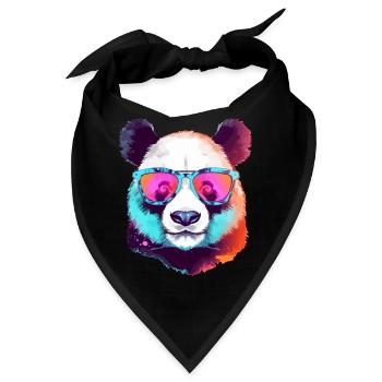 Koka der Panda mit Brille - Bandana - Schwarz - Vorne
