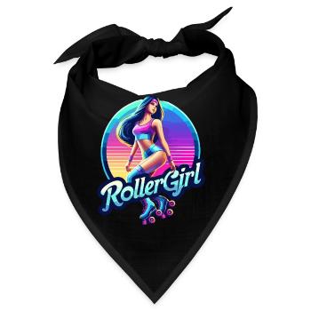 Lebendige Retro-Roller-Mädchen-Illustration - Bandana - Schwarz - Vorne