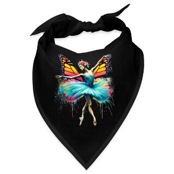 Ballerina mit Schmetterlingsflügeln, Schmetterlingen, Tutu - Bandana - Schwarz - Vorne