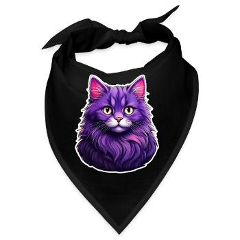 Katze modernes Design lila - Bandana - Schwarz - Vorne