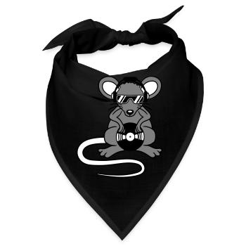 Maus DJ Sonnenbrille Kopfhörer Party Feiern Musik - Bandana - Schwarz - Vorne
