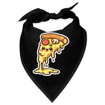 Kawaii Käse-Pizza Slice - Bandana - Schwarz - Vorne