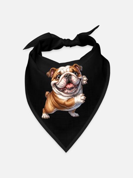 Happy Bulldog Motif - Bandana - black