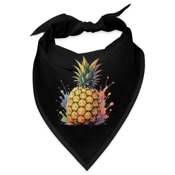 Tropische Ananas-Gelbe Frucht-Spritzkunst - Bandana - Schwarz - Vorne