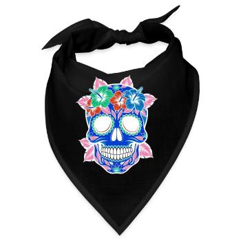 Halloween Sugar Skull pastell - Bandana - Schwarz - Vorne