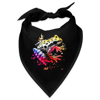 Bunter Frosch mit Farbspritzern - Bandana - Schwarz - Vorne