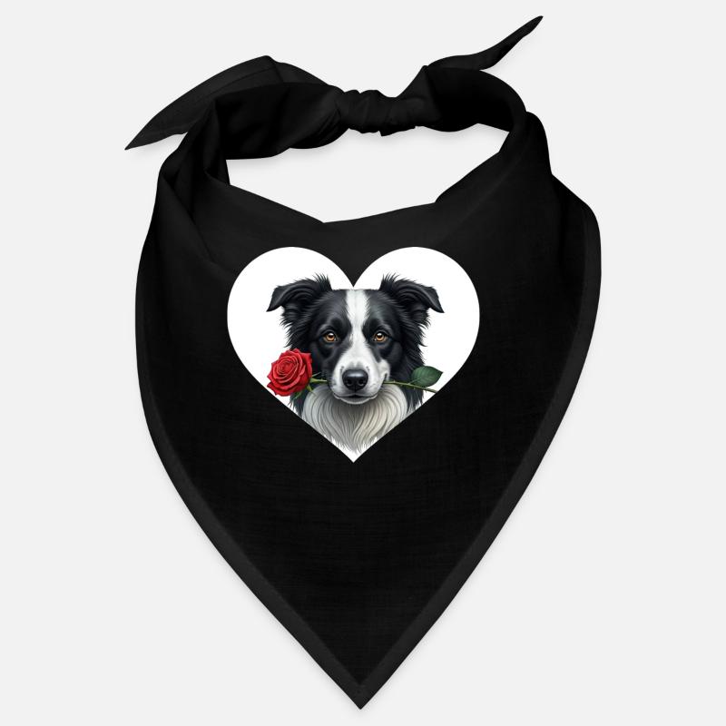 Border Collie with Rose Bandana
