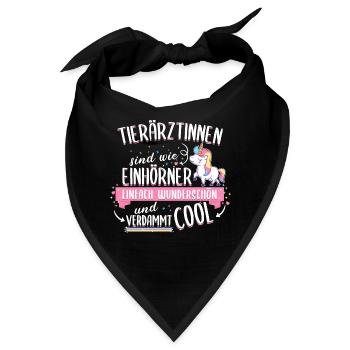 Tierarzt Tierärztin Tiere Einhorn Beruf Spruch - Bandana - Schwarz - Vorne