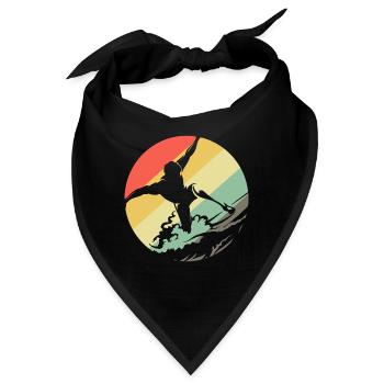 Surfer Surfen Surf Retro Wellen - Bandana - Schwarz - Vorne