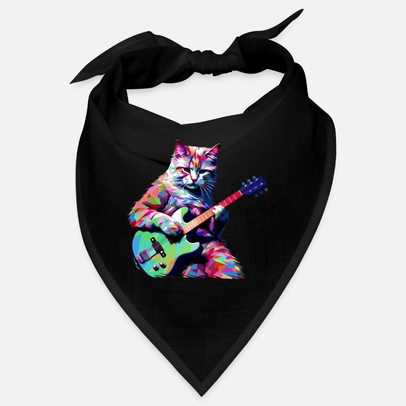 Katze spielt Gitarre Bandana