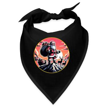 Weihnachtsmann mit Rentieren auf Bergspitze - Bandana - Schwarz - Vorne