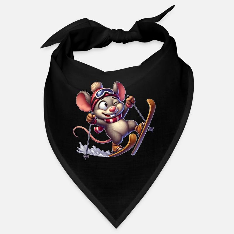Clumsy mouse on skis Winter fun Bandana