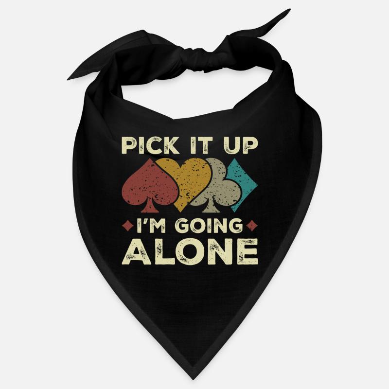 Pick It Up I'm Going Alone Vintage Euchre Card Bandana