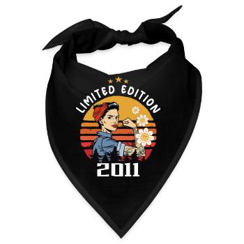 Retro Geburtsjahr 2011 Vintage Geburtstag 2011 - Bandana - Schwarz - Vorne