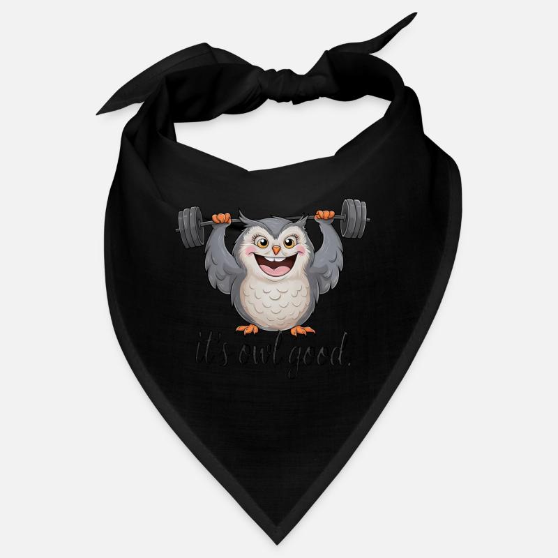 Starke Eule Gewichtheber Eule Hebt Gewichte Bandana
