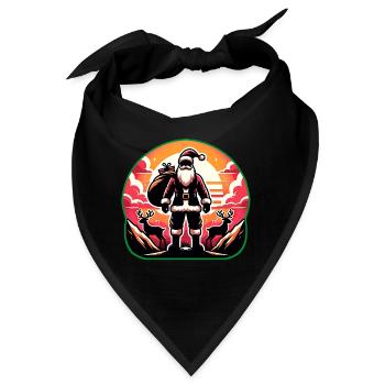 Weihnachtsmann mit Rentieren auf Bergspitze - Bandana - Schwarz - Vorne