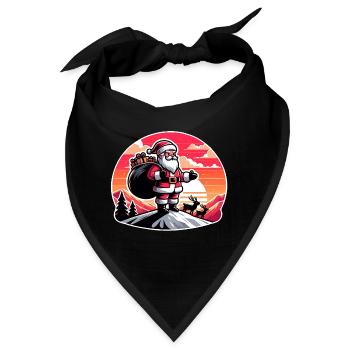 Weihnachtsmann mit Rentieren auf Bergspitze - Bandana - Schwarz - Vorne