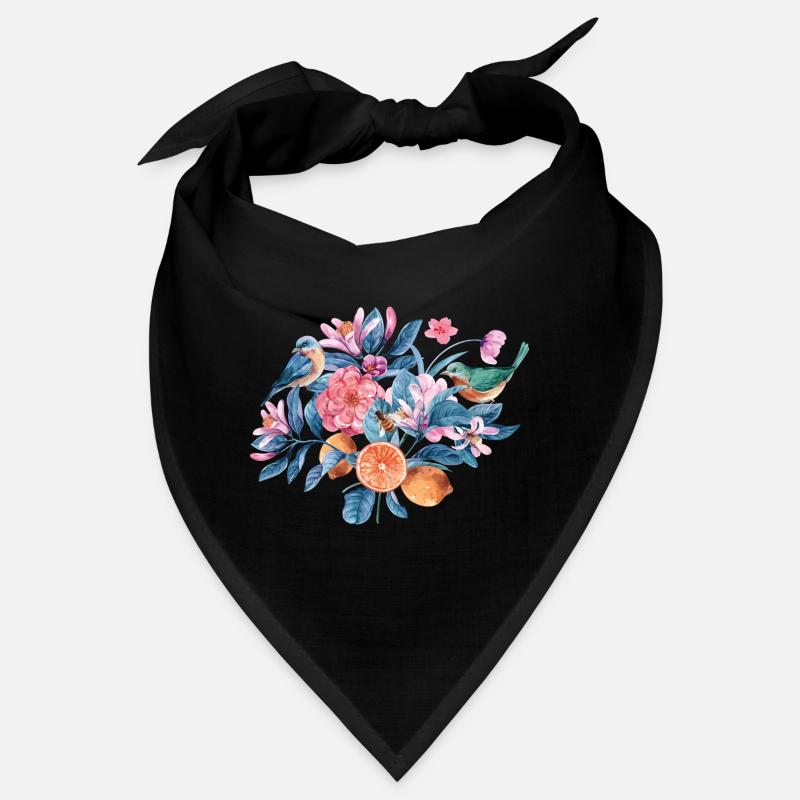Oiseaux et fleurs colorées Bandana