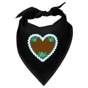 05 Lebkuchenherz Blumchen Dein Text Wunschtext - Bandana - Schwarz - Vorne