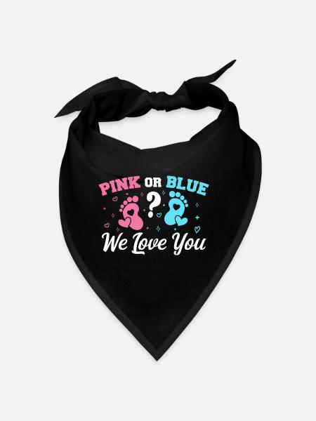 Pink oder Blau Wir lieben dich - Gender Reveal - Bandana - Schwarz - Vorne