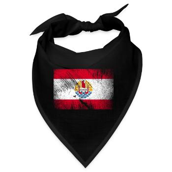 Französisch Polynesien Flagge - Vintage Grunge - Bandana - Schwarz - Vorne