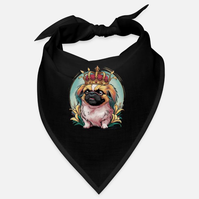 Mignon Pékinois avec couronne et lys Bandana