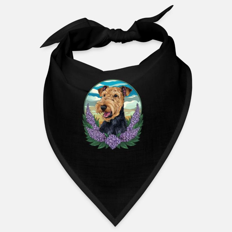 Cute Airedale Terrier with lilac Bandana