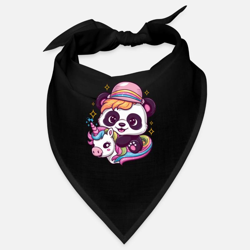 Süßer Kawaii Panda mit Einhorn Bandana
