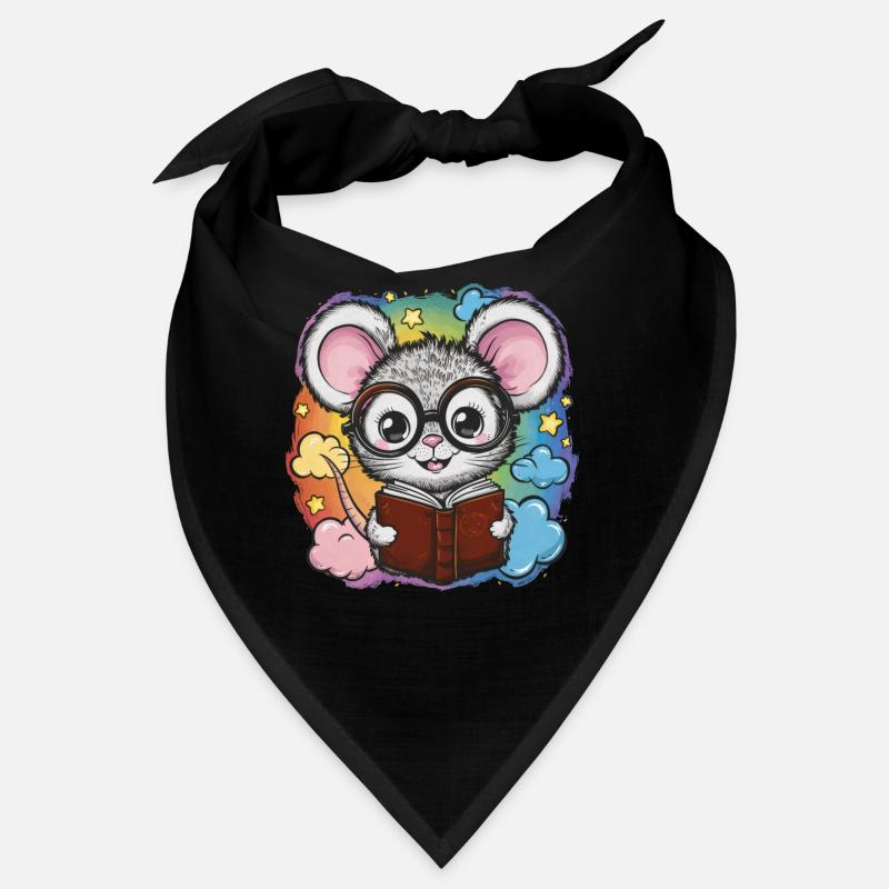 Kawaii Maus - Mäuschen mit Buch und Lesebrille Bandana