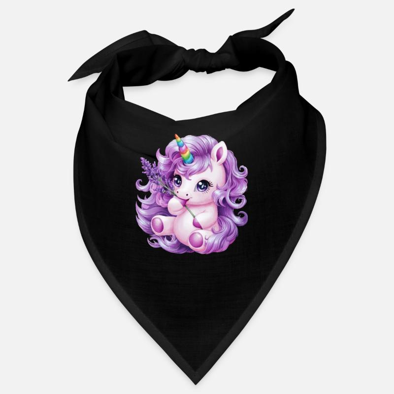Kawaii Einhorn mit violetten Blümche Bandana
