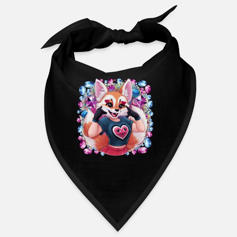 Kawaii Fennec Desert Fox with Colorful Hearts Bandana