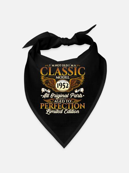 Jahrgang 1952 Klassiker Geburtstag Geschenk Herren - Bandana - Schwarz - Vorne