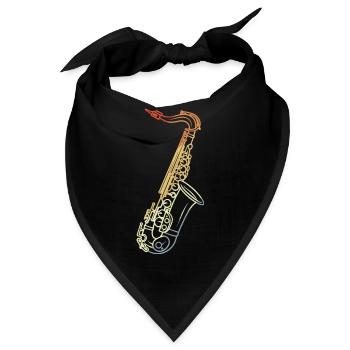 Saxophon Line Art Retro - Bandana - Schwarz - Vorne