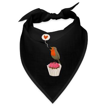 Rotkehlchen wünscht alles Liebe! - Bandana - Schwarz - Vorne