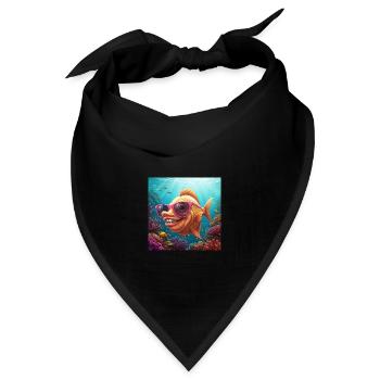 Flossen hoch! Lustiger Fisch mit Sonnenbrille - Bandana - Schwarz - Vorne