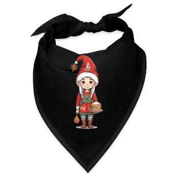 Weihnachtself mit Pfannkuchen Weihnachten Design - Bandana - Schwarz - Vorne