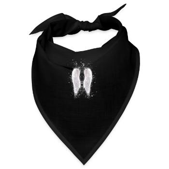 angelwings,flügel,aquarell,engelsflügel,grau - Bandana - Schwarz - Vorne