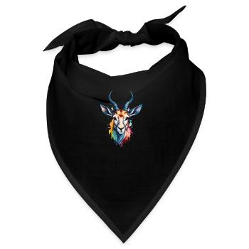 Antilope Bunter Vogel Cooles Aquarell - Bandana - Schwarz - Vorne