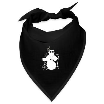 Drummer Drums Drumming Cat Schlagzeuger - Bandana - Schwarz - Vorne