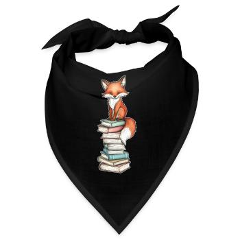 Fuchs auf Bücherstapel - Bandana - Schwarz - Vorne