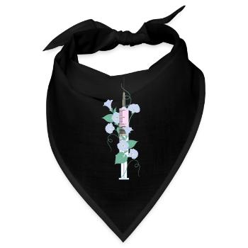 Rosa Blume Spritze - Bandana - Schwarz - Vorne
