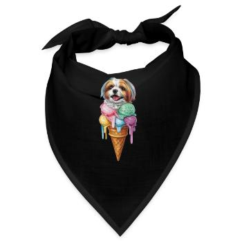Shih Tzu als Waffeleis - Bandana - Schwarz - Vorne