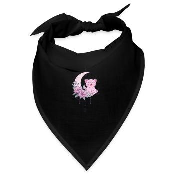 Mystische Katze Mondsichel Wicca Pastel Goth - Bandana - Schwarz - Vorne