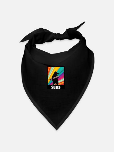 Surfer Bear Surfing Vintage Retro - Bandana - black